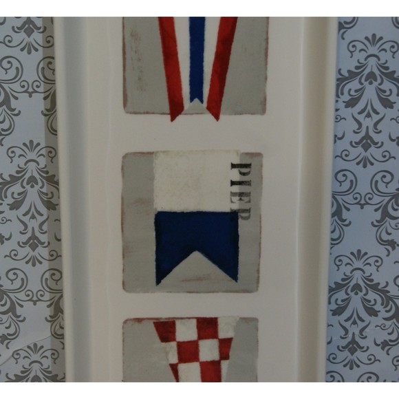 Magenta Maritime Pottery Platter Dish Nautical Pier Beach Theme Kitchen - Picture 3 of 8